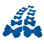 Set of 12 pieces 3D butterflies with magnet, house or event decorations, blue color, A44